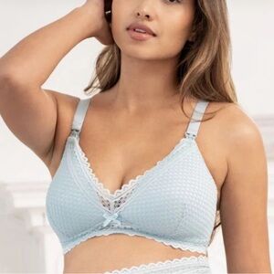 Seraphine Light Blue Lace Maternity & Nursing Bra Set.